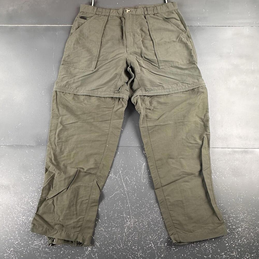 North Face Hiking Pants Mens XL Forest Green Convertible Nylon Safari 38x31